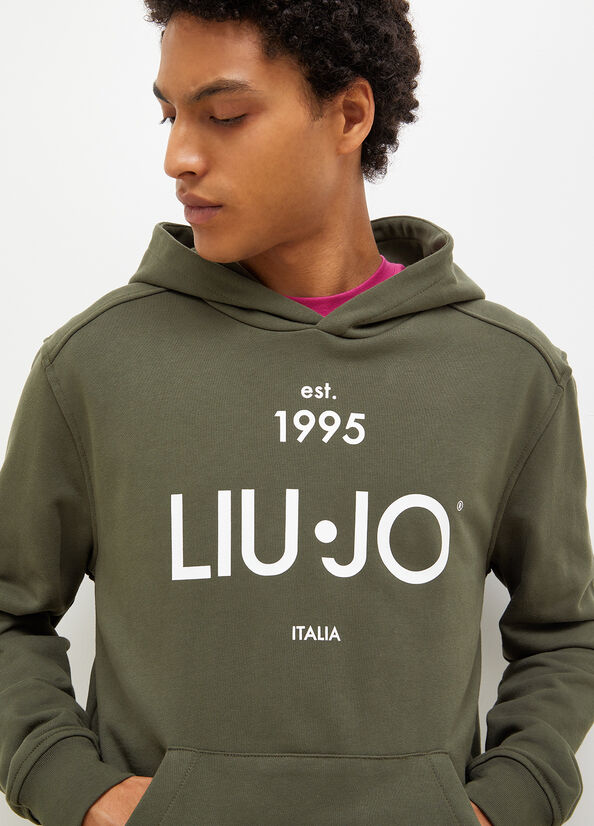 Liu Jo 1995 Logo Hoodie Pullover Herren Grün | BSR-089374