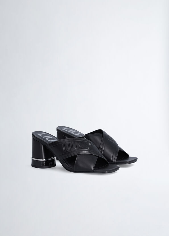 Liu Jo Absatz With Maxi Logo Sandalen Damen Schwarz | NCK-065791