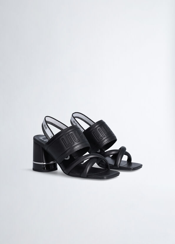 Liu Jo Absatz With Maxi Logo Sandalen Damen Schwarz | NST-179240