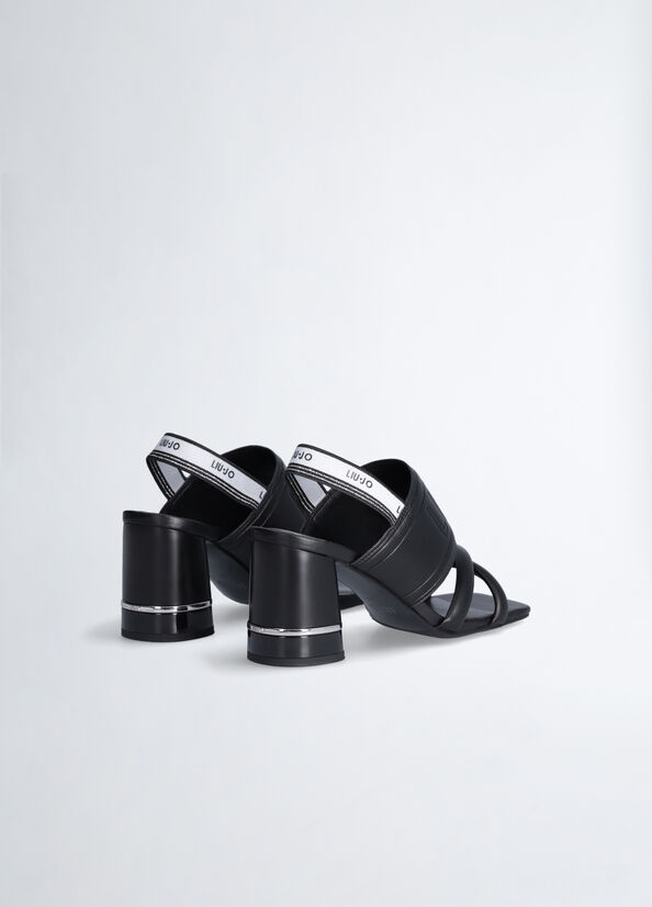 Liu Jo Absatz With Maxi Logo Sandalen Damen Schwarz | NST-179240