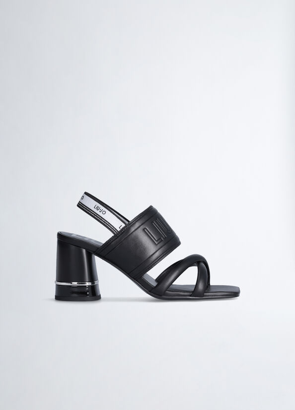 Liu Jo Absatz With Maxi Logo Sandalen Damen Schwarz | NST-179240