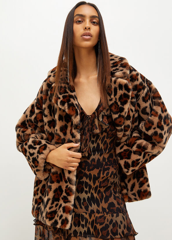 Liu Jo Animal Print In Synthetik Fur Mäntel Damen Braun | JVT-314572