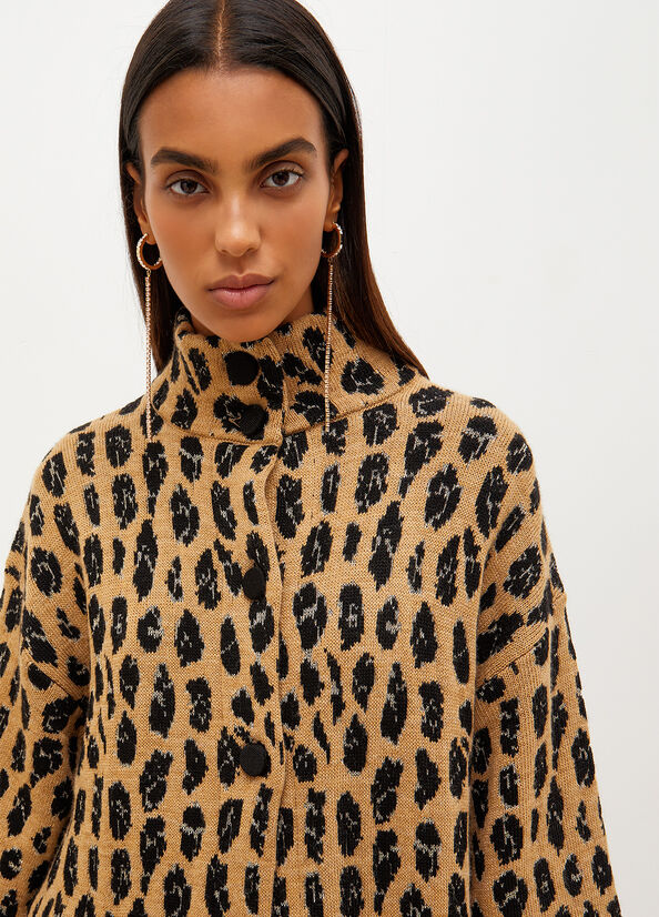 Liu Jo Animal-Print Knit Mäntel Damen Braun | QSU-859340