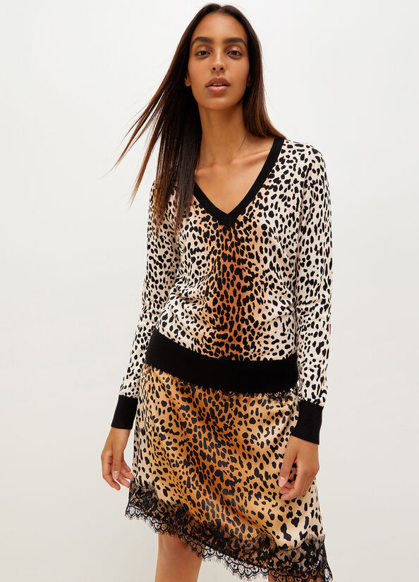 Liu Jo Animal Print Pullover Damen Schwarz | FNI-037126