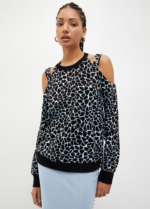 Liu Jo Animal-Print Sweatshirts Damen Blau | JVY-312704