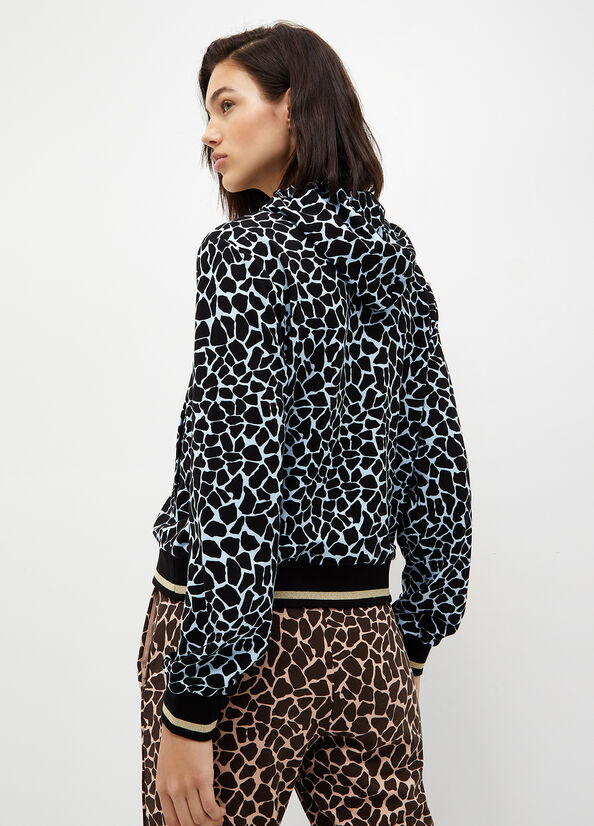 Liu Jo Animal-Print With Zip Sweatshirts Damen Blau | RWU-503261