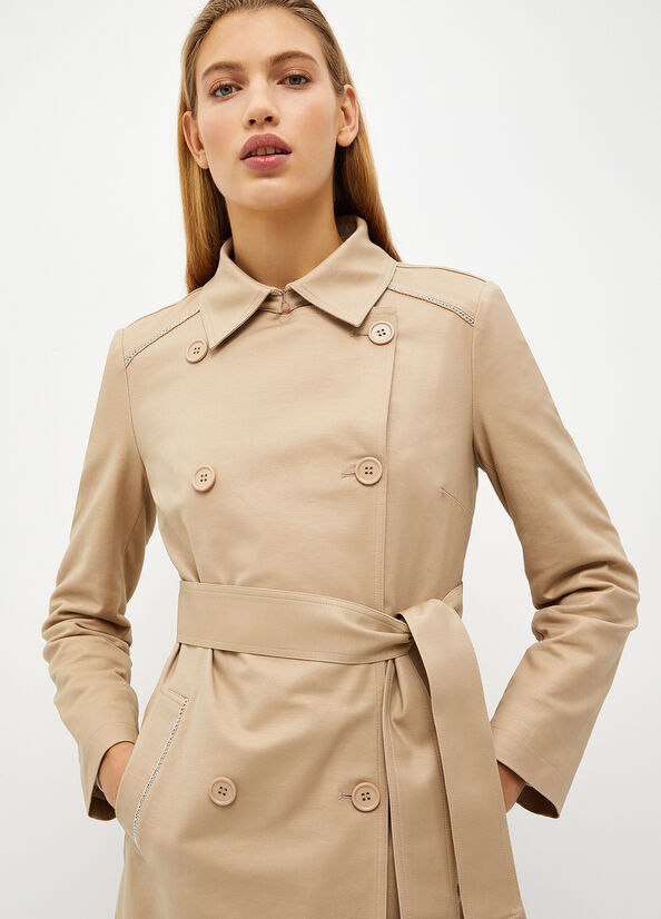 Liu Jo Baumwoll Trench Mäntel Damen Beige | MTC-159867