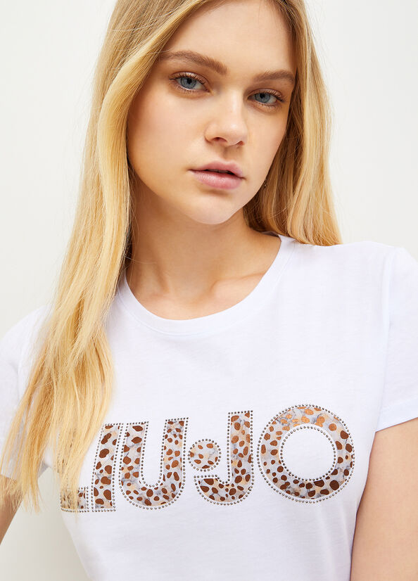 Liu Jo Baumwoll With Logo T-shirts Damen Weiß | YBX-514890