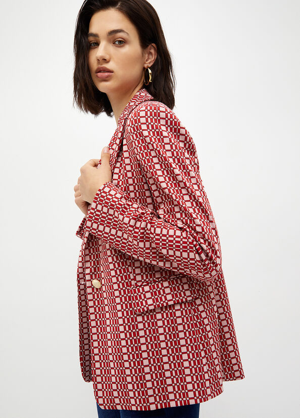 Liu Jo Blazer With Optical Pattern Jacke Damen Rot | YUM-915740