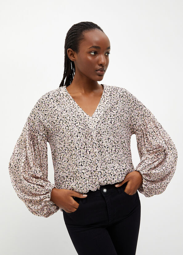 Liu Jo Blouse With Floral Print Hemd Damen Hellrosa | PBC-160583