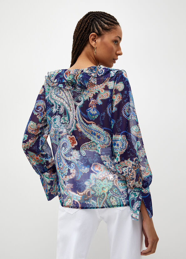 Liu Jo Blouse With Paisley Print Hemd Damen Blau | YSL-098462