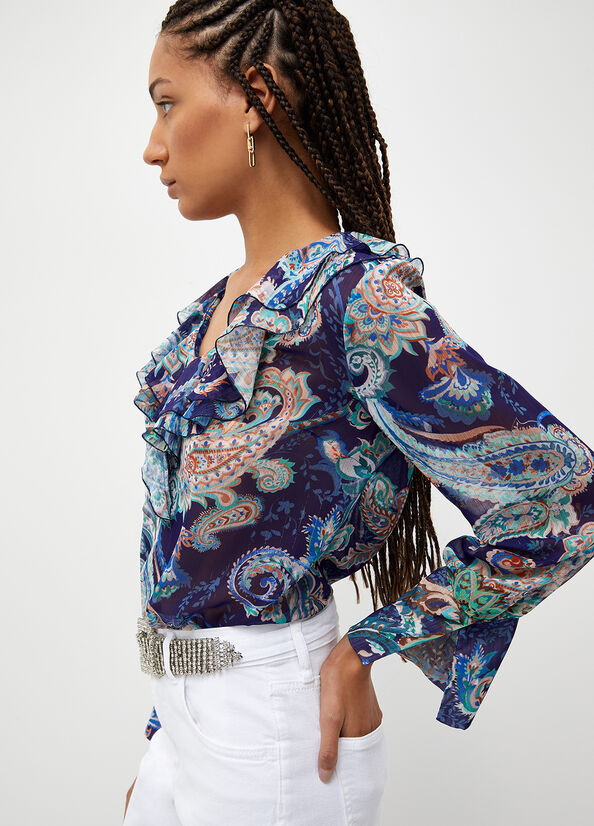 Liu Jo Blouse With Paisley Print Hemd Damen Blau | YSL-098462