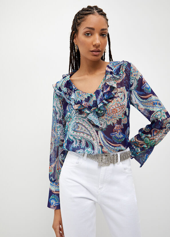 Liu Jo Blouse With Paisley Print Hemd Damen Blau | YSL-098462