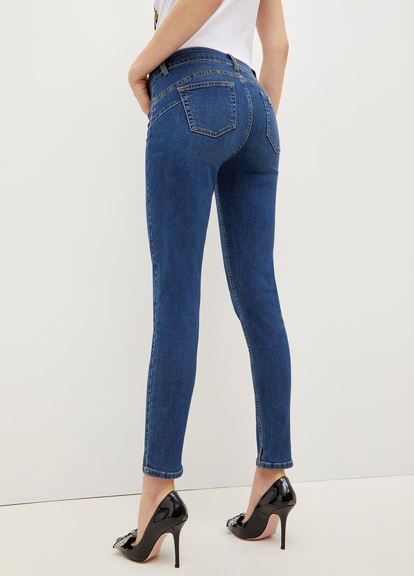 Liu Jo Bottom Up Röhrenjeans Damen Blau | RES-135729