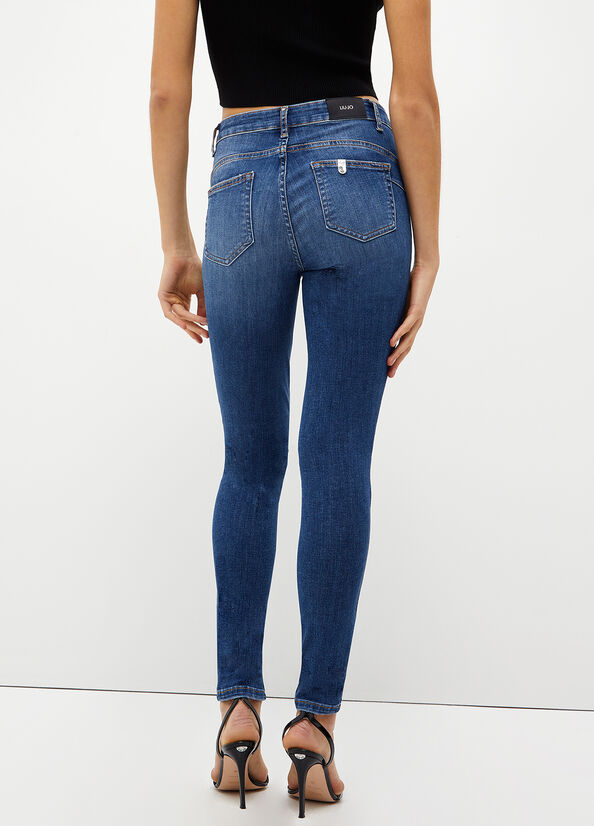 Liu Jo Bottom Up Röhrenjeans Damen Dunkelblau | RZI-415973