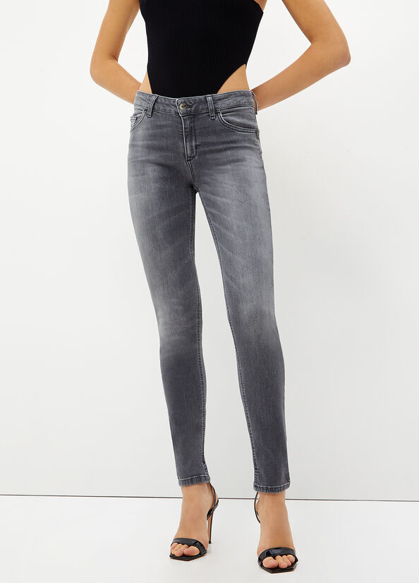 Liu Jo Bottom Up Röhrenjeans Damen Grau | LUF-659103