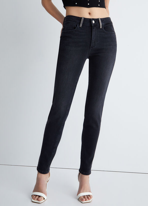 Liu Jo Bottom Up Röhrenjeans Damen Schwarz | PVQ-089327