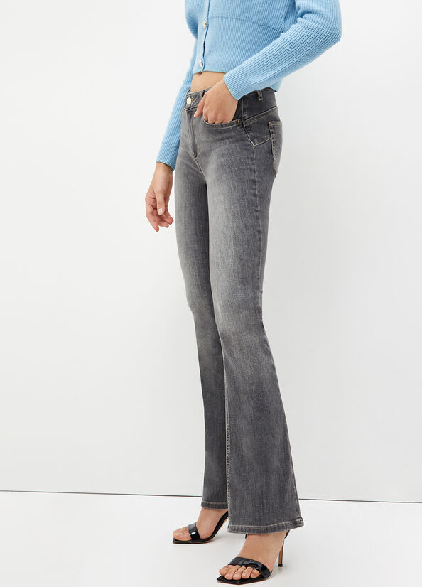 Liu Jo Bottom Up Straight Jeans Damen Grau | KXI-364120