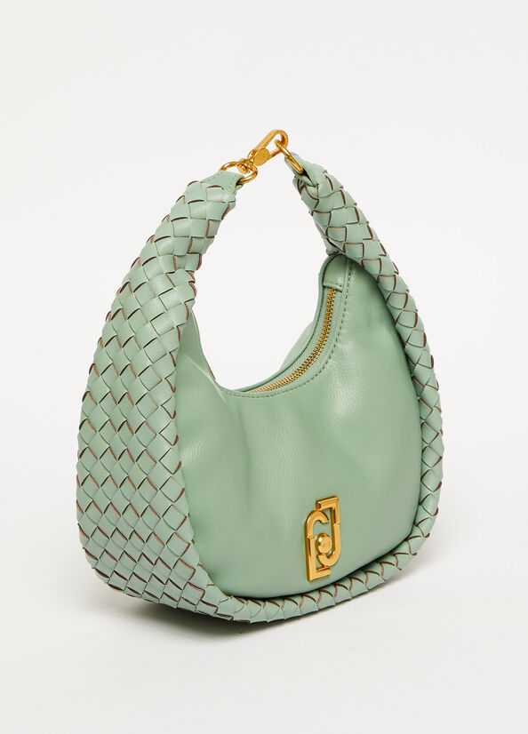 Liu Jo Braided Shoulder With Logo Schultertaschen Damen Mintfarben | WIG-290318