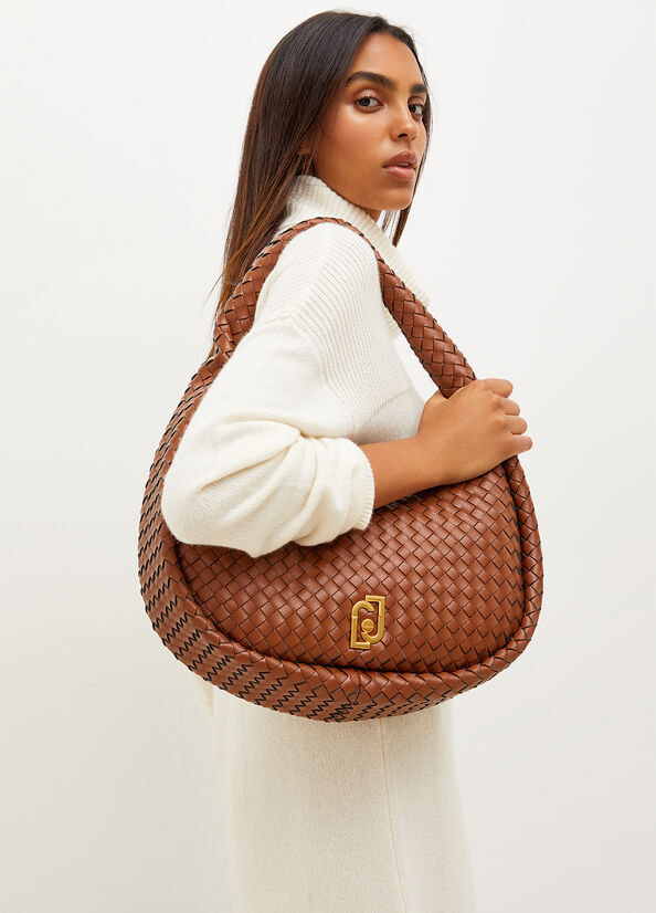 Liu Jo Braided With Logo Schultertaschen Damen Braun | BRM-894720