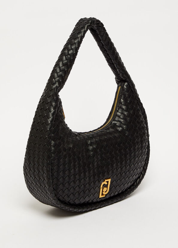 Liu Jo Braided With Logo Schultertaschen Damen Schwarz | ULA-702358