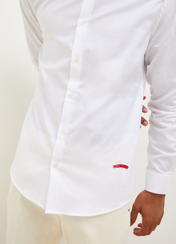 Liu Jo Button Down With Embroidery Detail Hemd Herren Weiß | BRP-897561