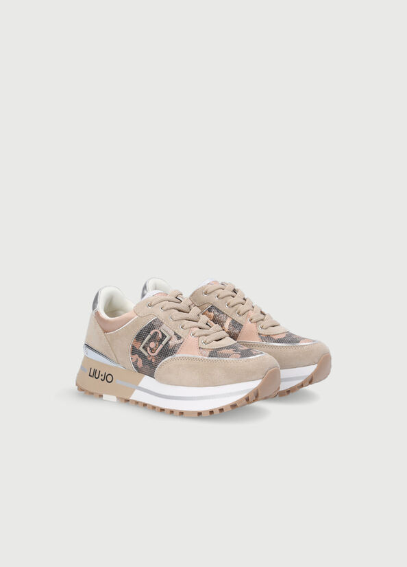 Liu Jo Camouflage Mesh Plattform Sneakers Damen Beige | UPD-269480