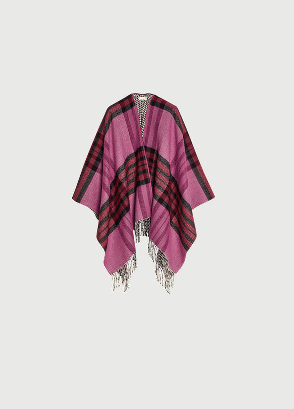 Liu Jo Check And Houndstooth Poncho Mäntel Damen Fuchsie | FMR-570932