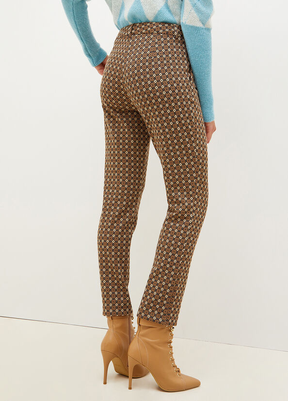 Liu Jo Chinos With Geometric Motif Hose Damen Braun | YKM-501728