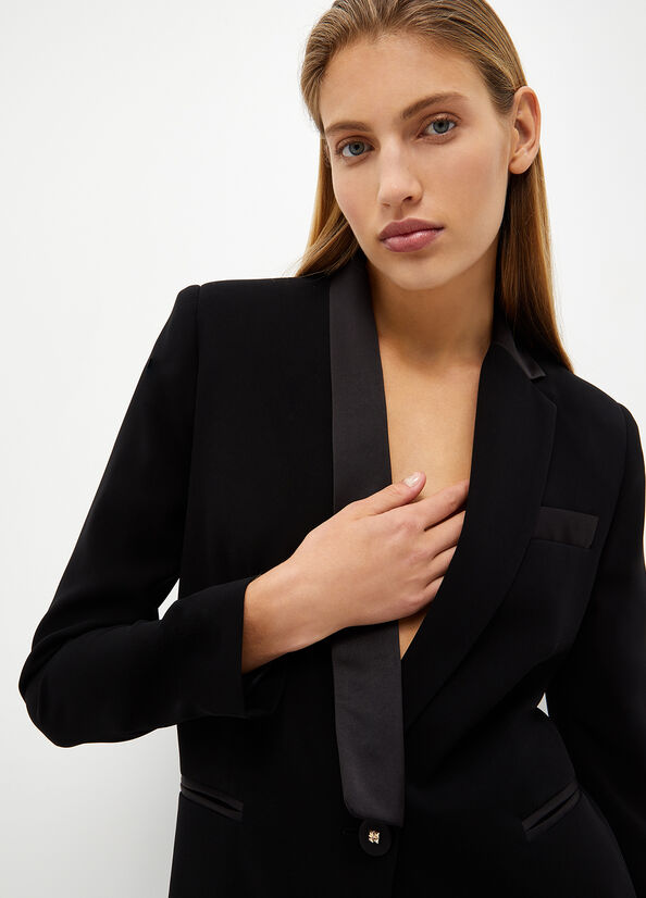 Liu Jo Crepe Blazer Jacke Damen Schwarz | MGJ-307216