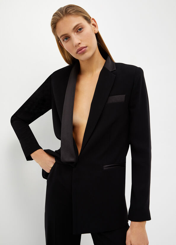 Liu Jo Crepe Blazer Jacke Damen Schwarz | MGJ-307216