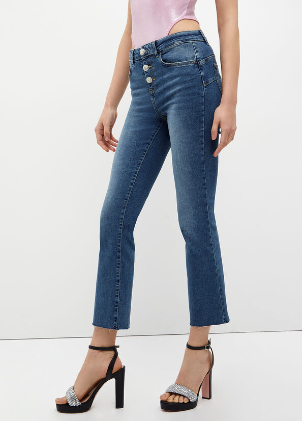 Liu Jo Cropped Bottom Up Röhrenjeans Damen Dunkelblau | LIU-586237