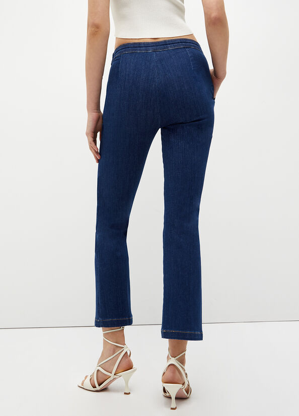 Liu Jo Cropped With Jewel Accessory Straight Jeans Damen Blau | DCY-197423