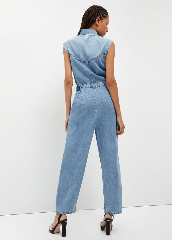 Liu Jo Denim Jumpsuit Straight Jeans Damen Blau | GOZ-523408