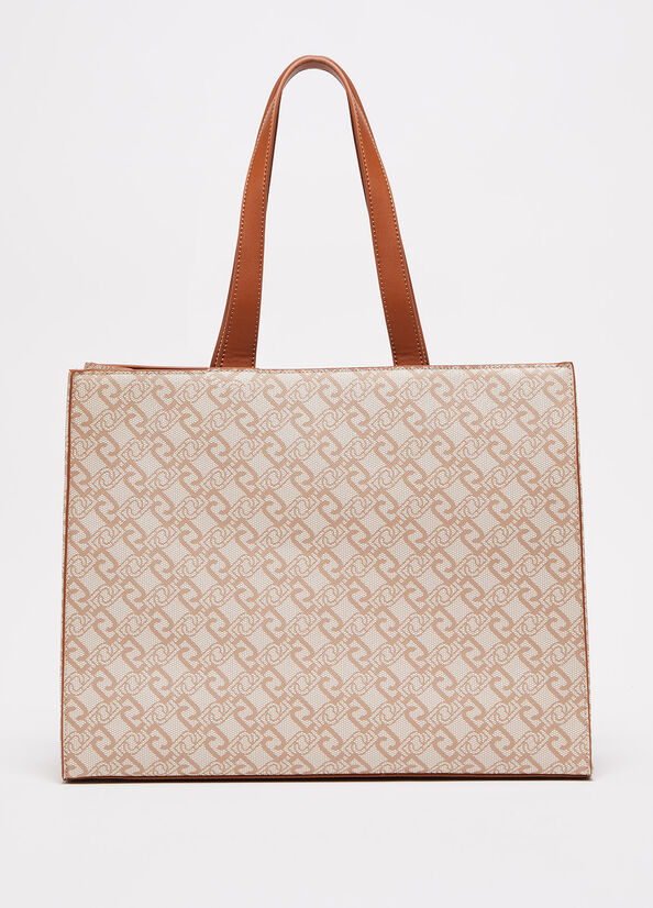 Liu Jo Eco-FriendlyWith Print Shopper Damen Beige | GCZ-470621