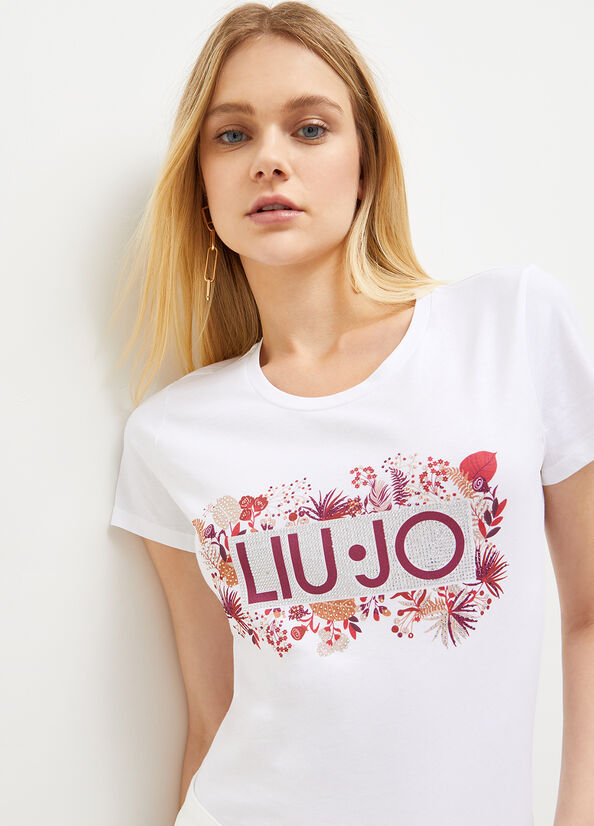 Liu Jo Eco-Friendly T-shirts Damen Weiß Rot | YHL-180354