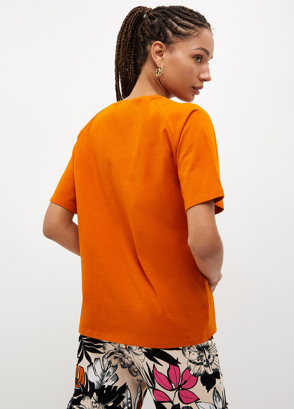 Liu Jo Eco-Friendly With Gemstones T-shirts Damen Orange | PQT-198450