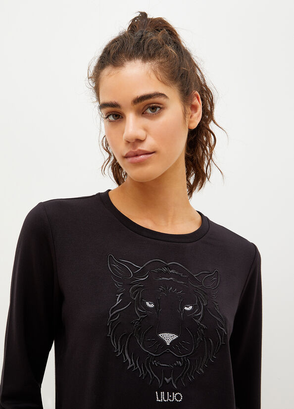 Liu Jo Eco-Friendly With Lion Sweatshirts Damen Schwarz | GLW-094321