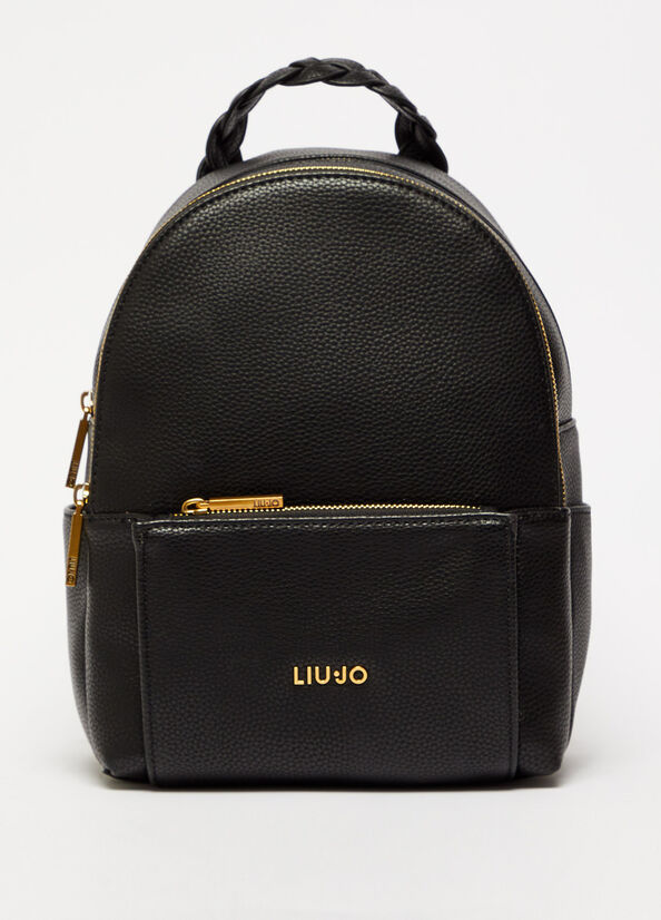 Liu Jo Eco-Friendly With Logo Rucksäcke Damen Schwarz | DJP-705348