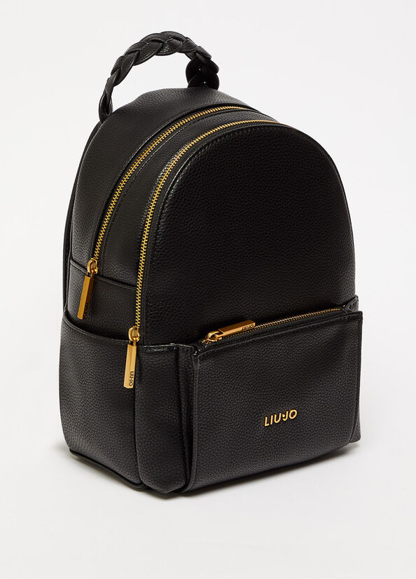 Liu Jo Eco-Friendly With Logo Rucksäcke Damen Schwarz | DJP-705348