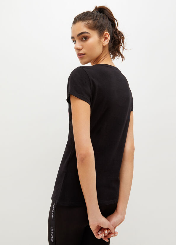 Liu Jo Eco-Friendly With Logo T-shirts Damen Schwarz | QOX-259681