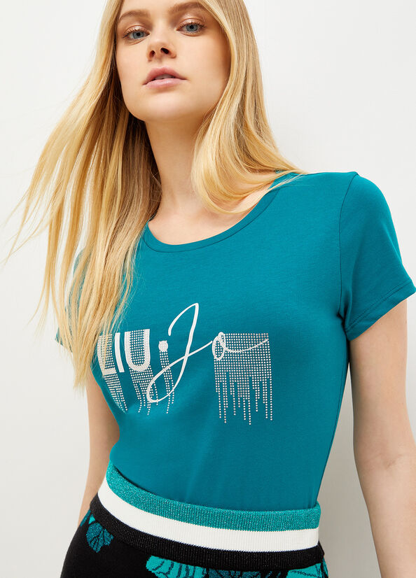 Liu Jo Eco-Friendly With Logo T-shirts Damen Grün | WKI-329840