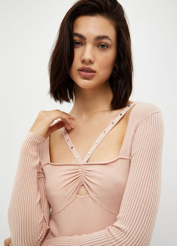 Liu Jo Eco-Friendly With Studs Pullover Damen Rosa | WKX-914032