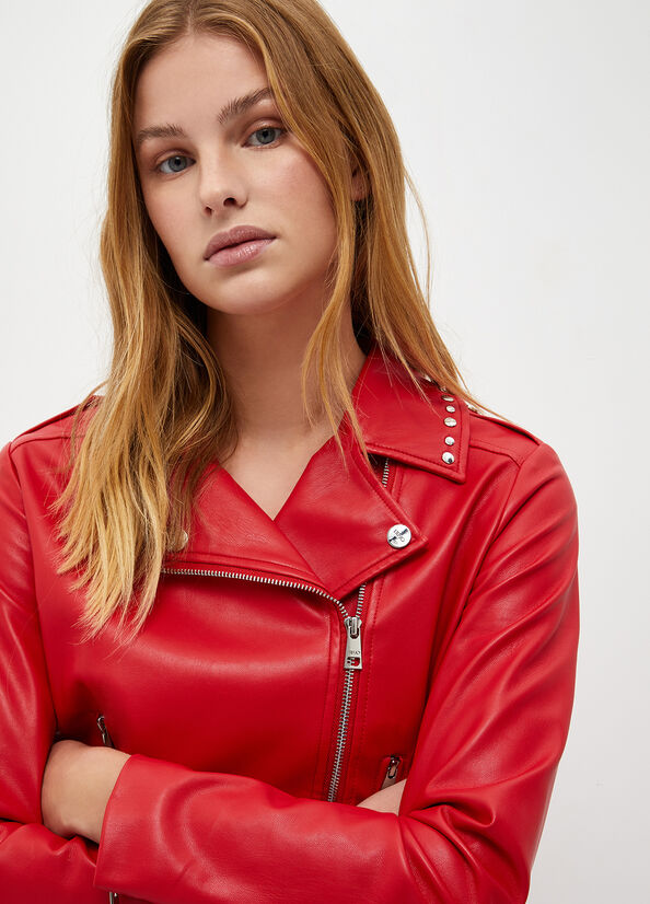 Liu Jo Fabric Biker Jacke Damen Rot | RPI-791068