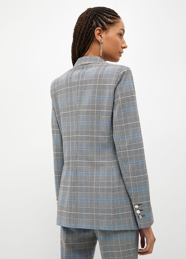 Liu Jo Glen Plaid Blazer Jacke Damen Grau | SUA-574839