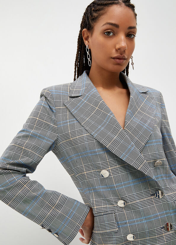 Liu Jo Glen Plaid Blazer Jacke Damen Grau | SUA-574839