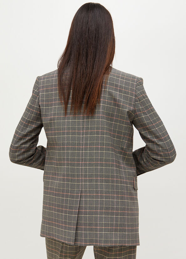 Liu Jo Glen Plaid Blazer Jacke Damen Grau | WRK-163059