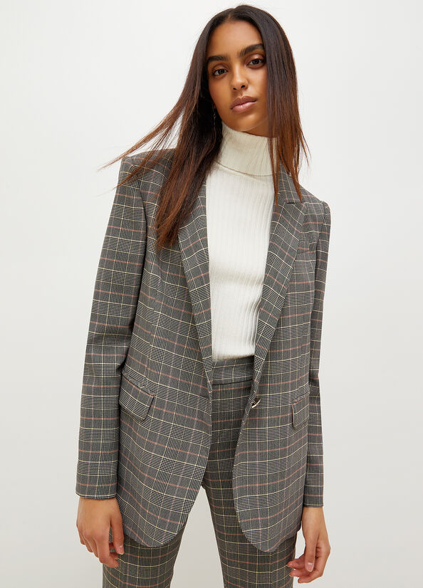 Liu Jo Glen Plaid Blazer Jacke Damen Grau | WRK-163059