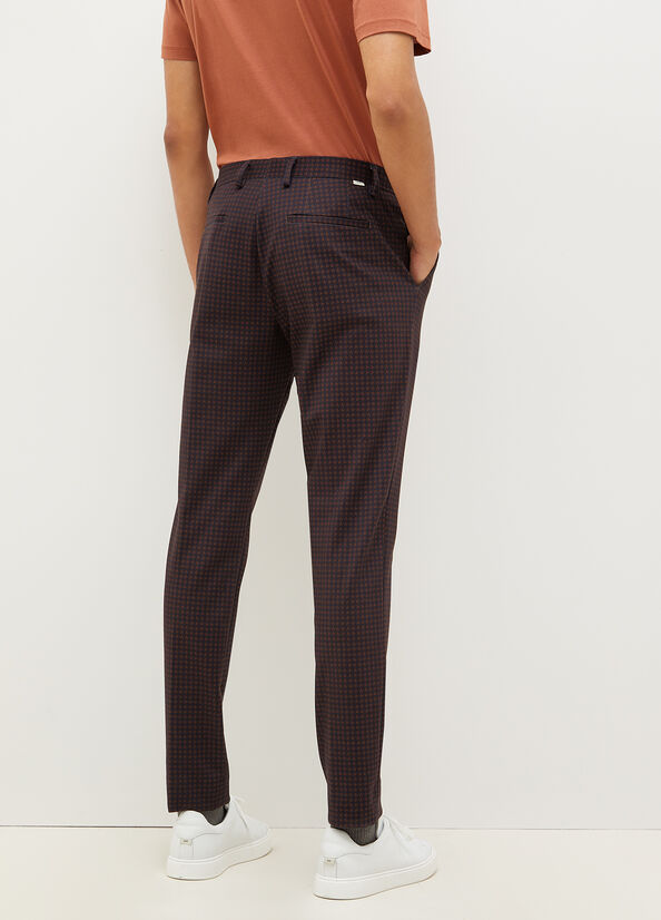 Liu Jo Houndstooth Chinos Hose Herren Dunkelblau Braun | MRY-917543