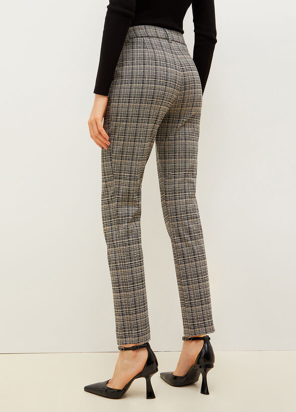 Liu Jo Jacquard Check Chinos Hose Damen Grau Schwarz | CZH-304127